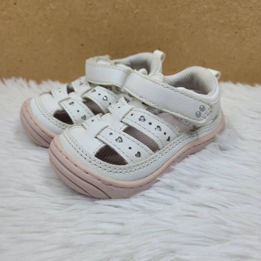 Stride Rite White and Pink Heart Baby Shoes